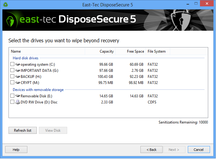 Windows 7 east-tec DisposeSecure 5.1 full